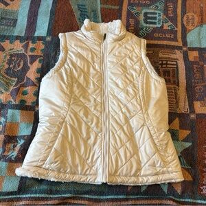 Reversible Cream Puffer Vest with Fleece Lining